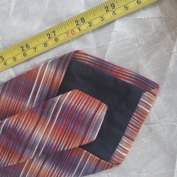 Alfred Sung 100% Silk Men's Tie, Dark Orange and White Diagonal Stripes - Picture 7 of 9